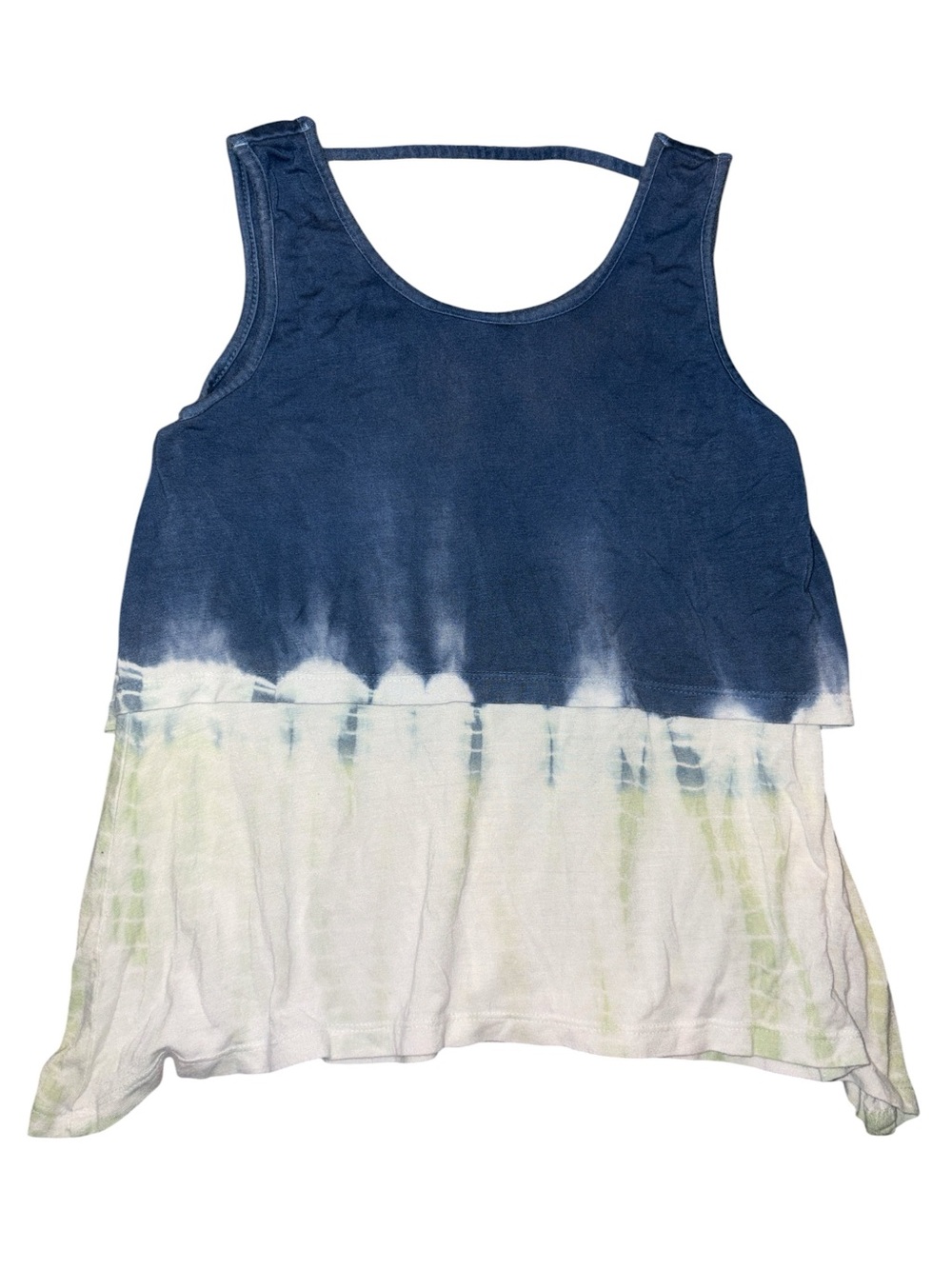Gypsy 05 Navy and White Tie-Dye Layered Tank Top